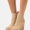 Anna Field Leather Winter Boot - Bottines À Talons Hauts - Beige