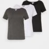 3Er Pack - T-Shirt Basique - White/Black/Dark Grey