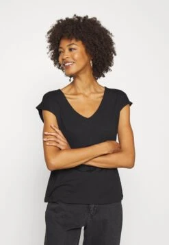 Anna Field Basic V Neck Drop Shoulder 2 Pack - T-Shirt Basique - Black/White -Anna Field 1f193f8515c34f9fa01901a15f96e6ed