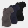 3 Pack - T-Shirt Imprimé - Black /Dark Grey/Dark Blue