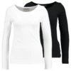 Anna Field 2 Pack - T-Shirt À Manches Longues - Black/White -Anna Field 2ebfac4c72364bf0acb397483bc47236