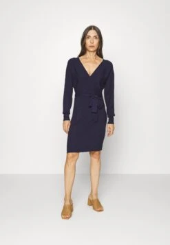 Anna Field Wrap V Ausschnitt Mini Strickkleid Mit Gürtel - Robe Fourreau - Dark Blue