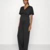 Short Sleeve Wrap Jumpsuit - Combinaison - Black